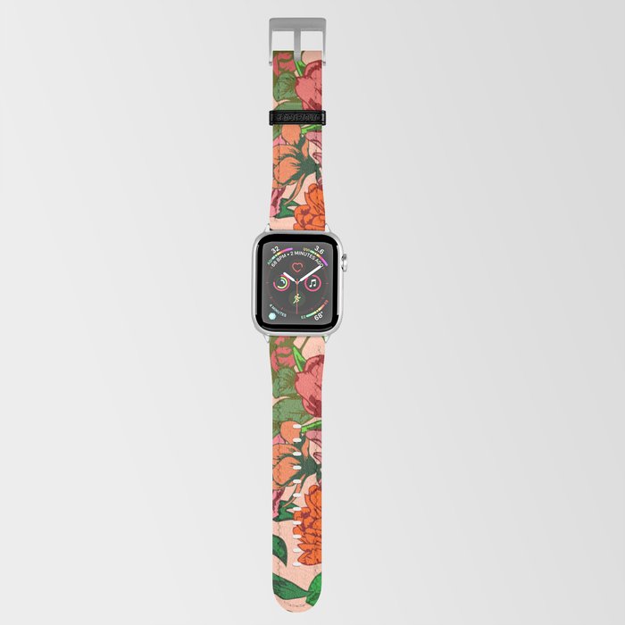 Pink floral pattern with garden flowers Apple Watch Band