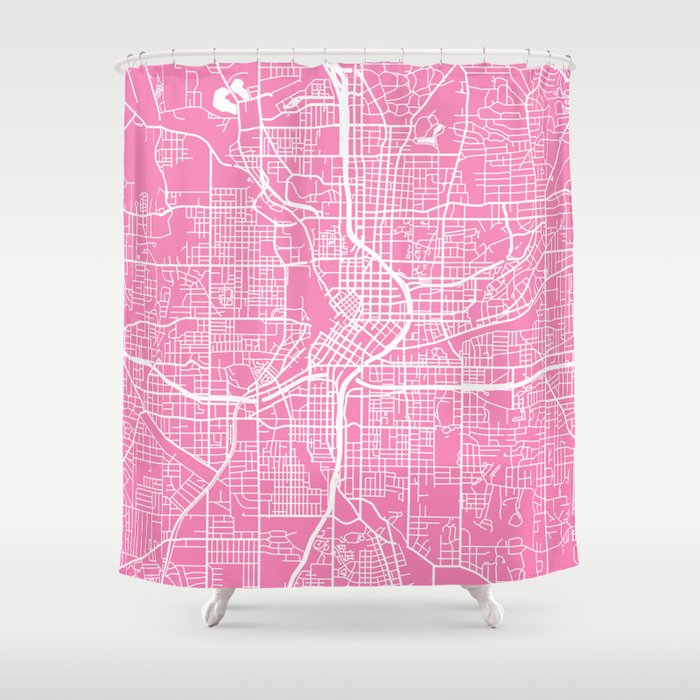 Atlanta map pink Shower Curtain