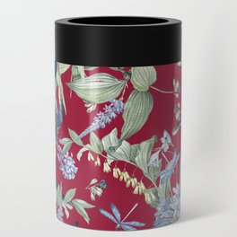 Exotic Wildlife Floral Garden on Red Can Cooler