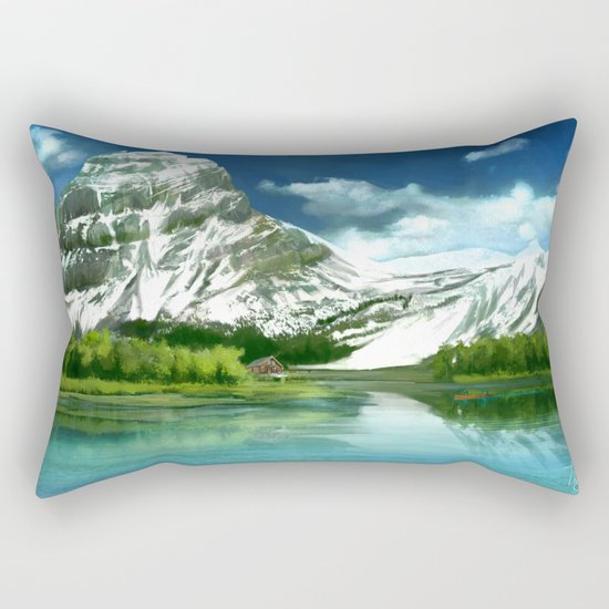 Mountain and lake landscape Rectangular Pillow
