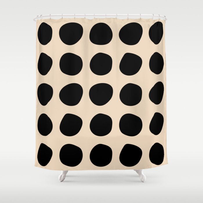 Irregular Polka Dots black and cream Shower Curtain