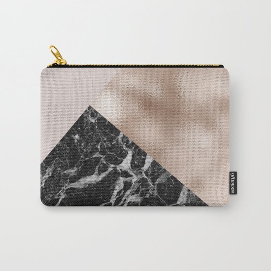 Layered rose gold and black campari marble Carry-All Pouch