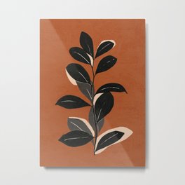 Abstract Art /Minimal Plant 49 Terracotta Metal Print | Thingdesign, Curated, Painting, Plant, Minimalist, Minimal, Linedrawing, Abstract, Ink, Watercolor 