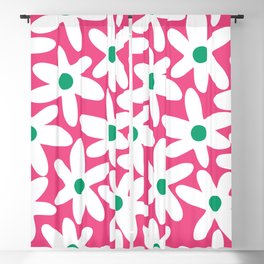 Daisy Time Colorful Retro Floral Pattern Preppy Pink Green White Blackout Curtain