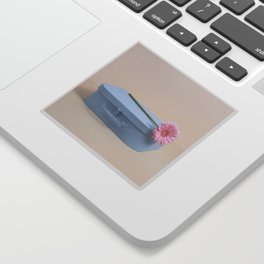 Blue case with pink flower Sticker