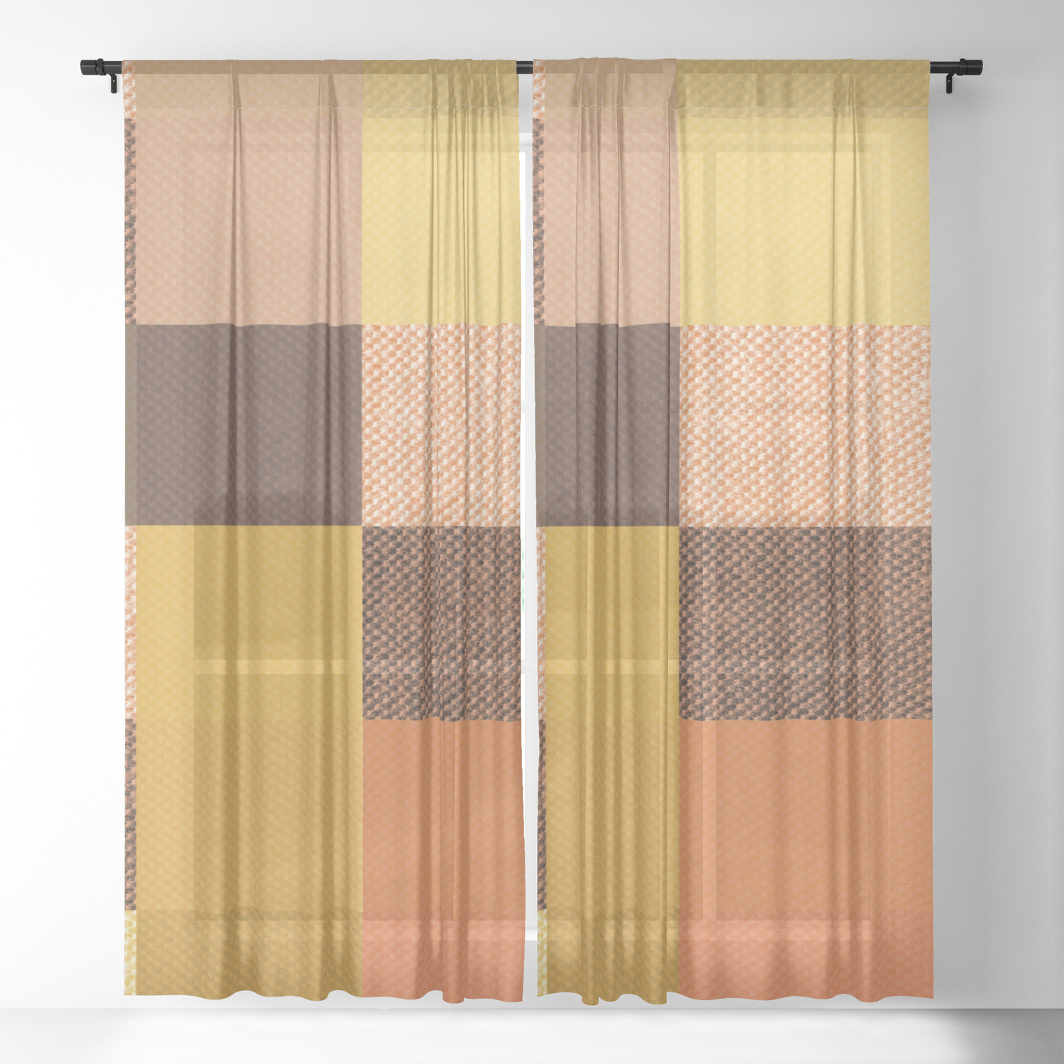 Fall Mustard Orange Golden Brown Checkered Gingham Patchwork Color