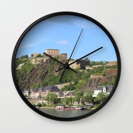 Koblenz mit Festung Ehrenbreitstein Wall Clock