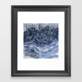 Stormy weather on the Scheldt near the abbey monks trying to save their riches Framed Art Print