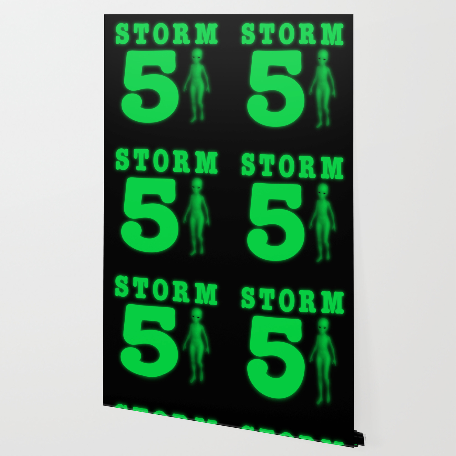 Storm Area 51 Bright Neon Green Alien Wallpaper By Podartist Society6