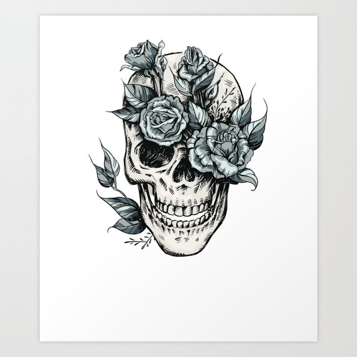 Wall Art Print, Skull Tattoo Design