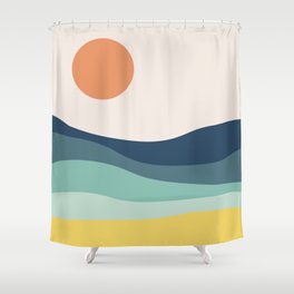 Abstract landscape with sea and sun Shower Curtain