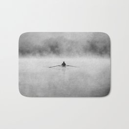 Rowing On The Chattahoochee Bath Mat | Black and White, Nature, Landscape, Photo 