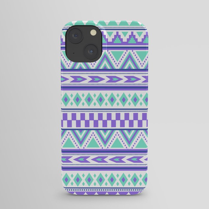 Tribal Pattern mint Green Purple iPhone Case