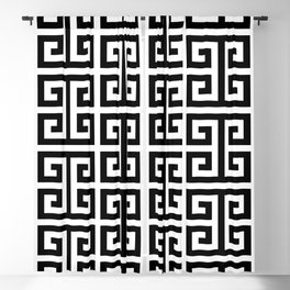 Large Black and White Greek Key Pattern Blackout Curtain