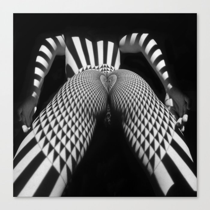 0364 Nude Female Geometric Black White Naked Body Abstracted Sensual Sexy Erotic Art Canvas Print By Artonline - 