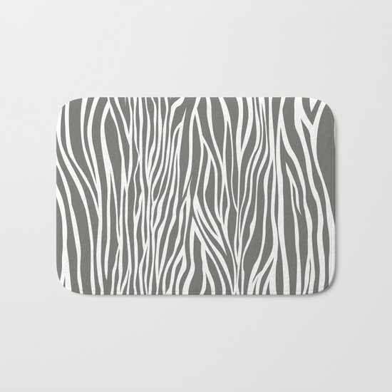 Safari Zebra Print - Grey & White Bath Mat