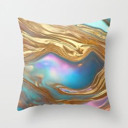 Gold Holographic Opal Stone Popular Collection Throw Pillow