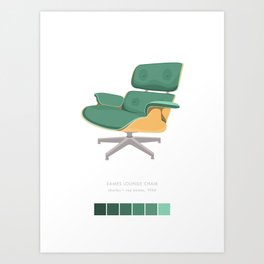 Midcentury Eames Lounge Chair - Emerald Gradient Art Print Art Print