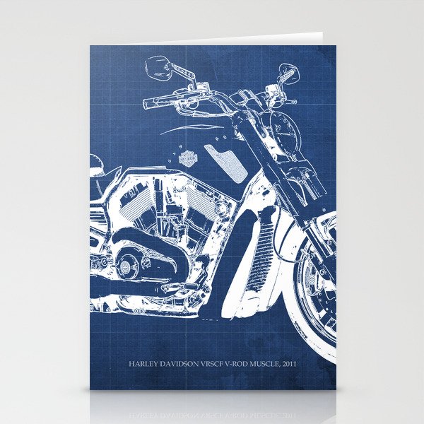 Blue Motorcycle Blueprint Hd Vrscf V Rod Muscle White Line Home