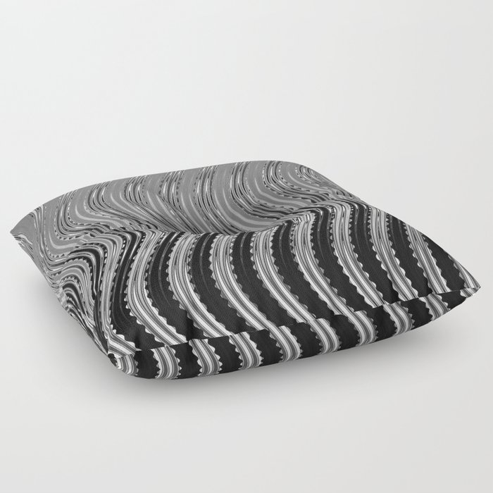 Silver Symphony: Shades of Grey Ombre Wave Floor Pillow