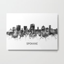 Spokane Washington Skyline BW Metal Print | Graphic, Washington, Cityscape, Abstract, Travel, Skyscrapers, Downtown, Skyline, City, Usa 