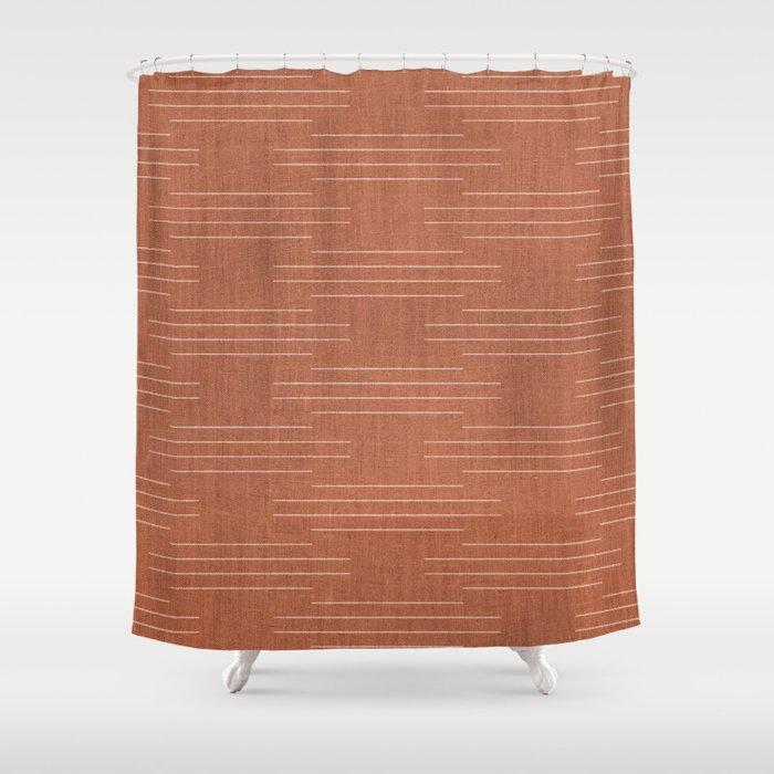 Minimalist, Boho, Line Art in Terracotta Shower Curtain