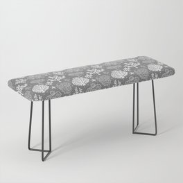 Grey And White Coral Silhouette Pattern Bench