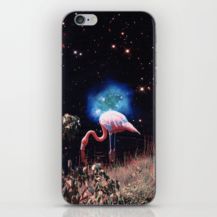 Curious Flamingo - Space Aesthetic, Retro Futurism, Sci-Fi iPhone Skin
