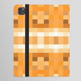 geometric symmetry art pixel square pattern abstract background in brown iPad Folio Case