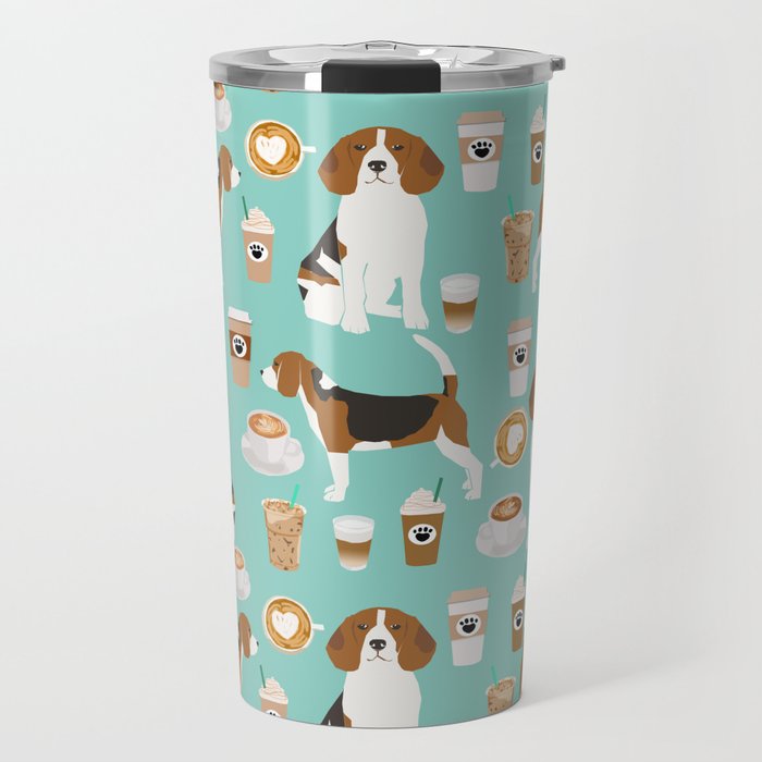 Beagle coffee print cute dog beagles coffees lattes Travel Mug