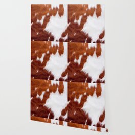 Brown Cowhide, Cow Skin Print Pattern, Modern Cowhide Faux Leather Wallpaper