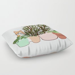 Cat and Plants Floor Pillow