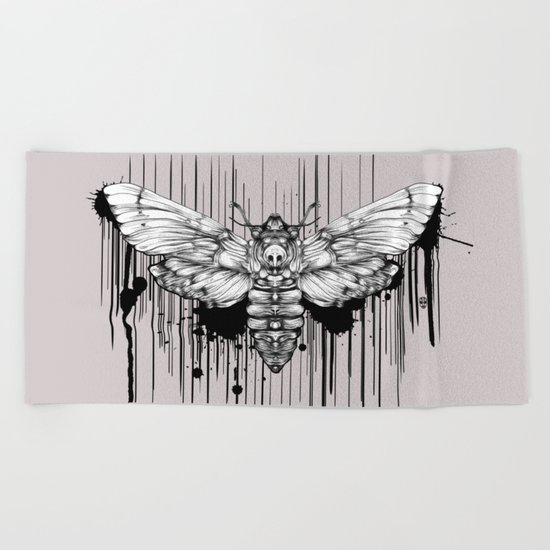 Ink Moth Beach Towel