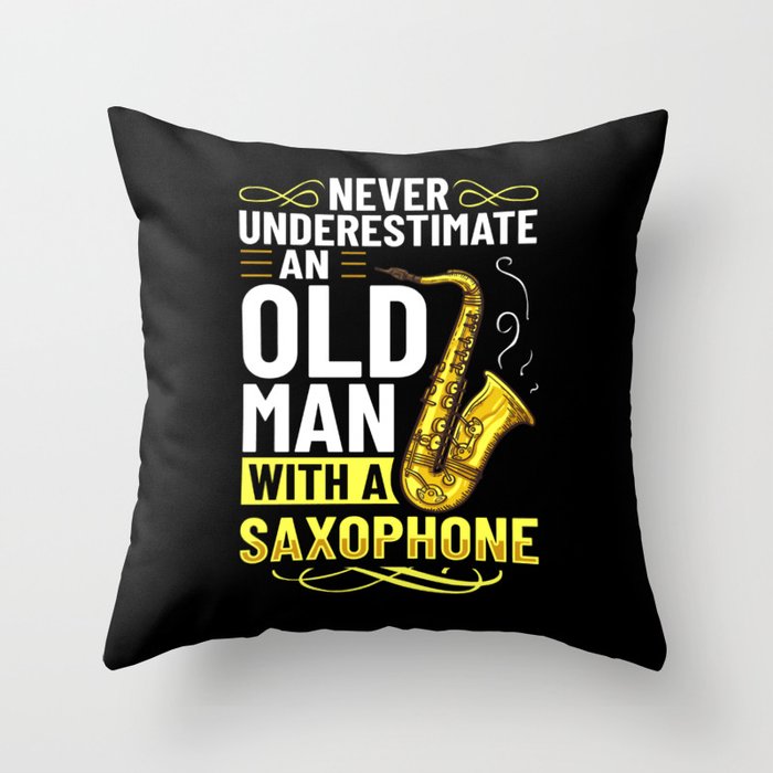 Saxophone Musician Alto Tenor Instrument Beginner Throw Pillow