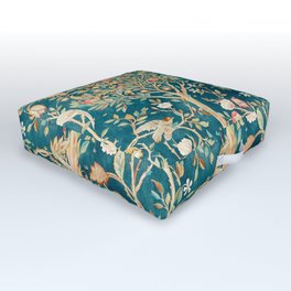 William Morris Vintage Melsetter Teal Blue Green Floral Art Outdoor Floor Cushion