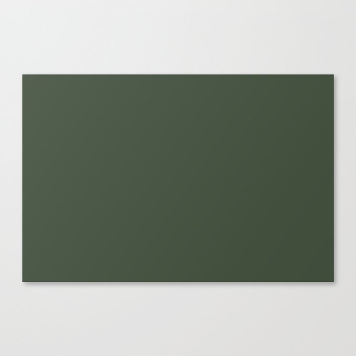 Dark Gray Green Solid Color Pantone Black Forest 19-0315 TCX Shades of Black Hues Canvas Print