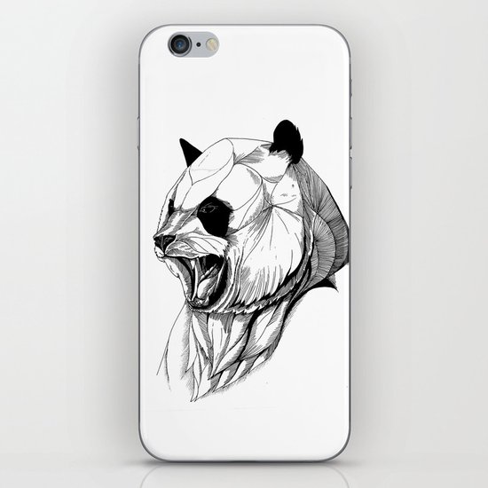 Angry panda (black stroke version for t-shirts) iPhone & iPod Skin