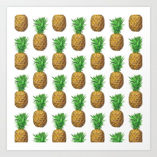 Pineapples, tropical fruit pattern design Art Print