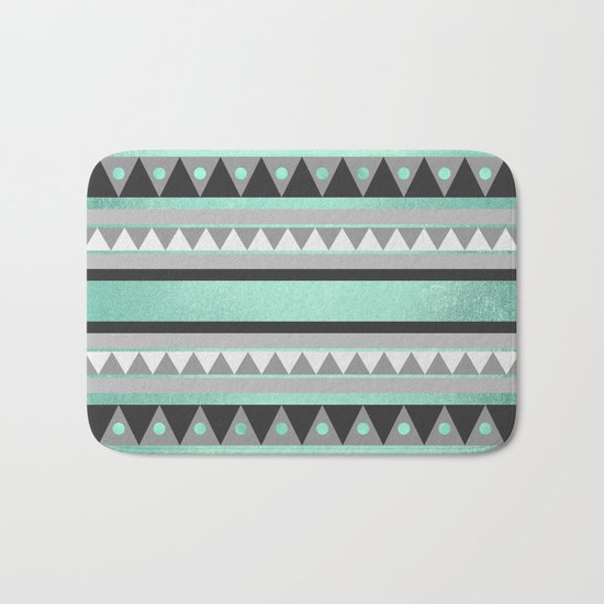Turquoise Tribal Bath Mat