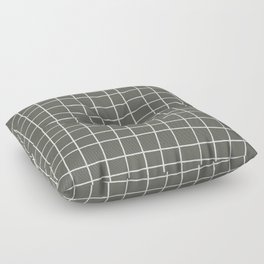 Dark Green White Thin Checkerboard Square Grid Pattern 2023 Color of the Year Valspar Flora 5004-2C Floor Pillow