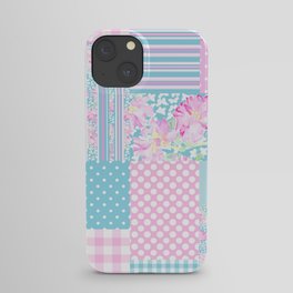 Roses and Butterflies Faux Patchwork iPhone Case