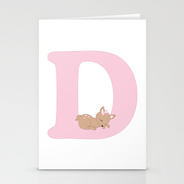 D - pink deer Stationery Cards