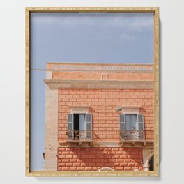 Pink building in Ostuni | Puglia Italy fine art travel photography | Art Print Serving Tray
