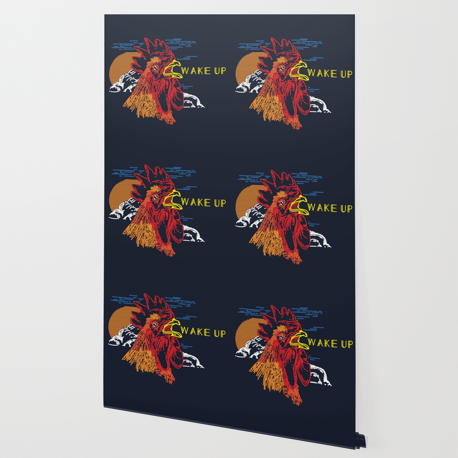 Wake Up Monoline Rooster Graphic Wallpaper By Sunnybunny Society6