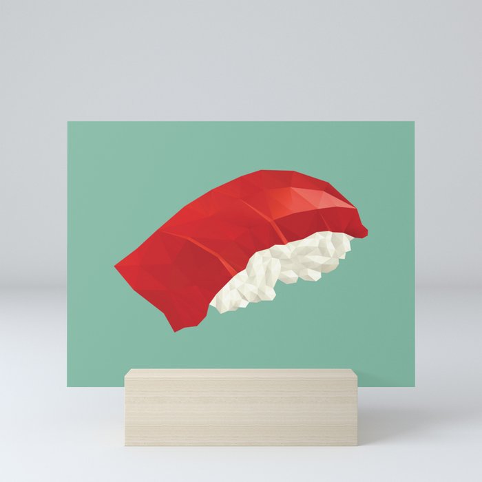 Tuna Nigiri Sushi Polygon Art Mini Art Print