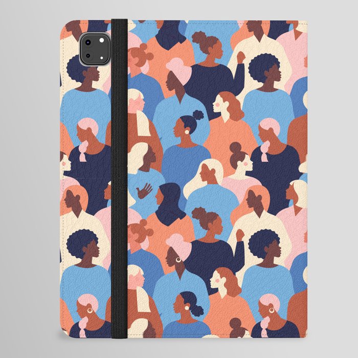 Female diverse faces of different ethnicity blue iPad Folio Case