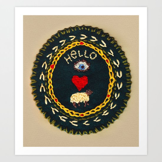 Hello eye heart ewe Art Print