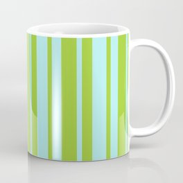 [ Thumbnail: Green and Turquoise Colored Stripes Pattern Coffee Mug ]