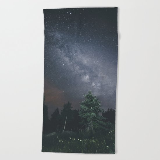 Milky way night sky Beach Towel