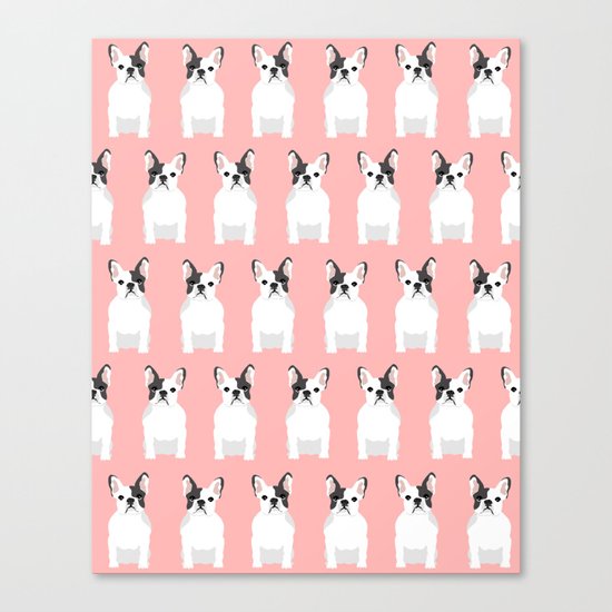 French Bulldog pink pastel cute dog portrait frenchie owner must have gifts dog art breeds Canvas Print